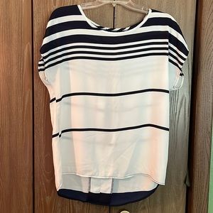 EUC Sugar Free Navy and white striped blouse